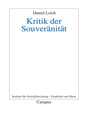 cover image of Kritik der Souveränität